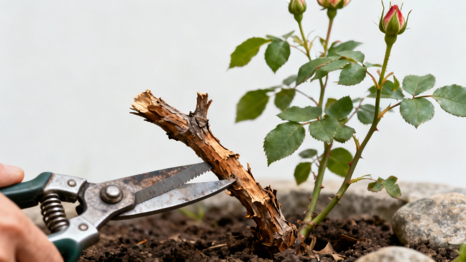 Tailler ce bois mort sur les rosiers avant mi-février évite les maladies au printemps