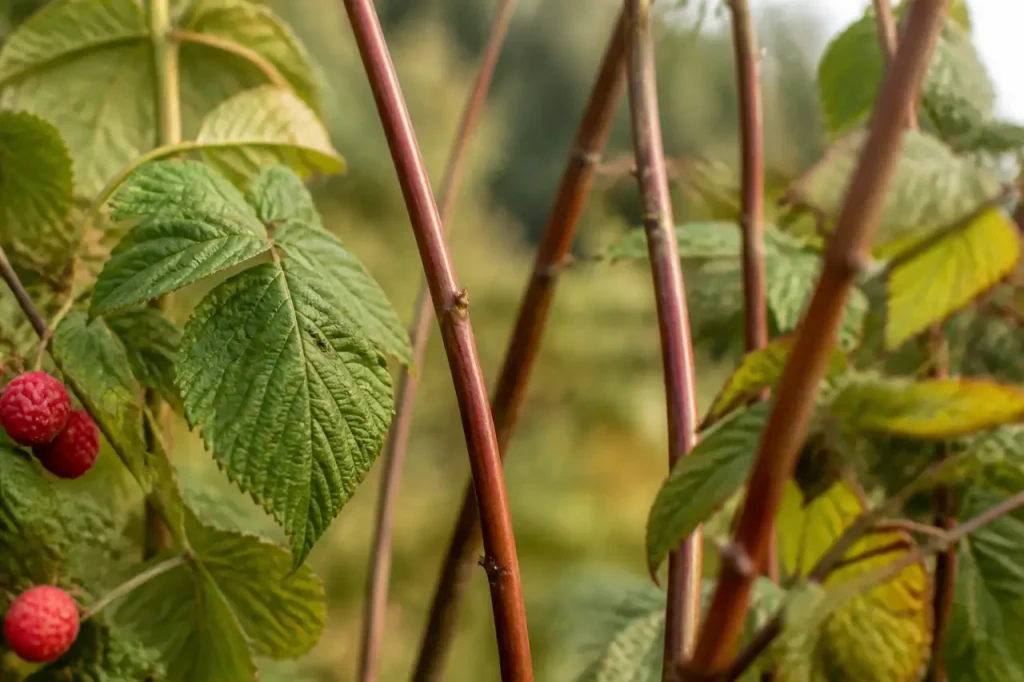 Cannes de framboisier droites et souples a ecorce lisse