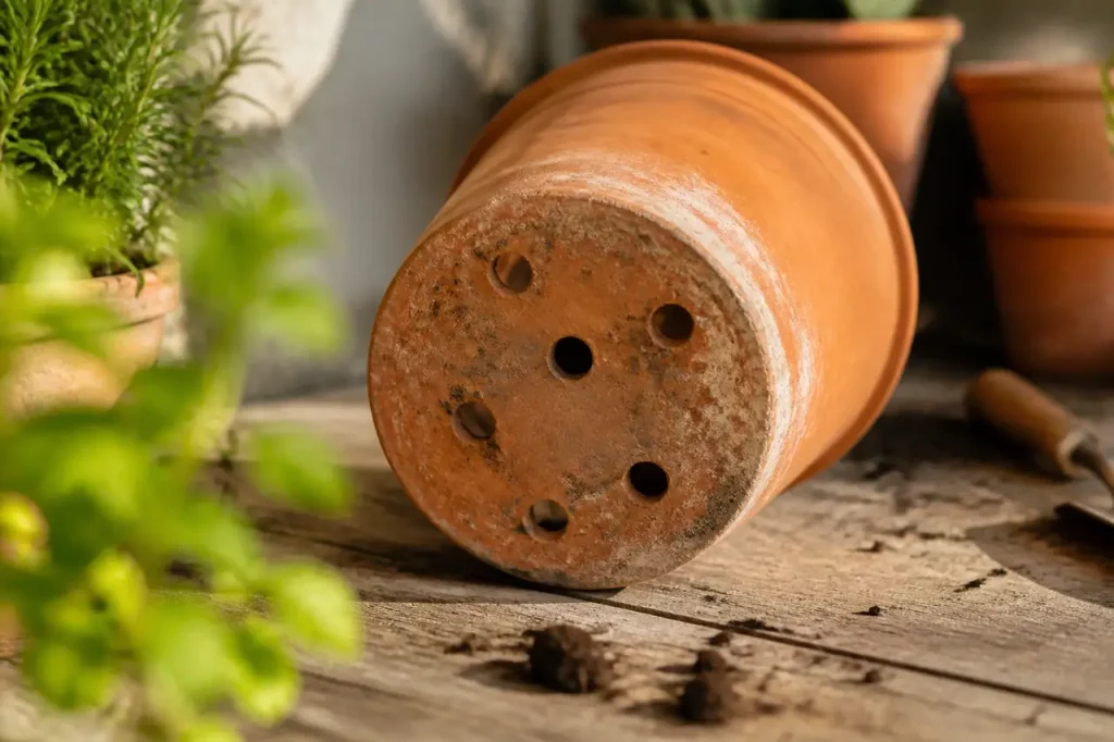 Pot en terre cuite avec trous de drainage
