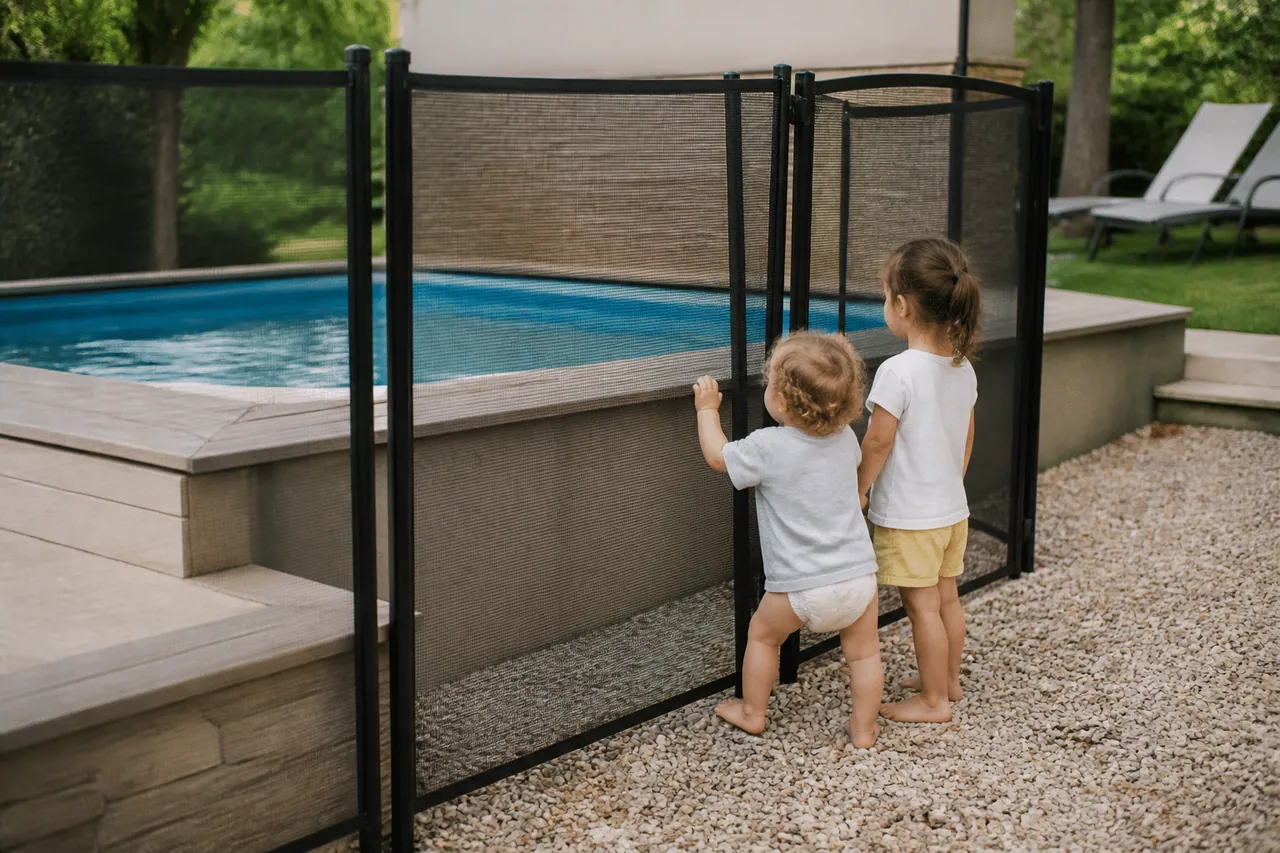 Barriere securite piscine surelev eau enfants surveillance